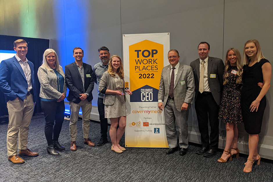 EMH&T Accepts Award for Top Workplaces of 2022 Midsized Company in